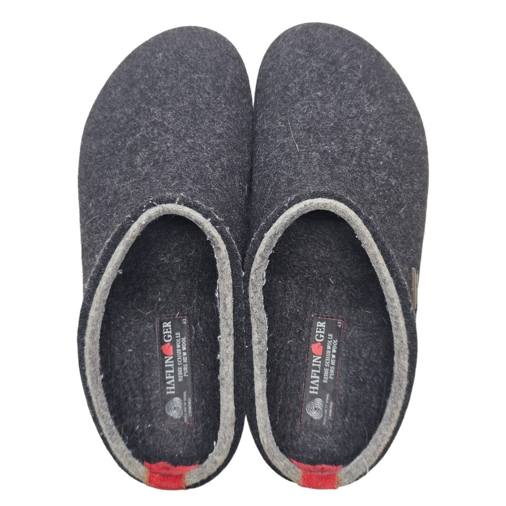 Haflinger Grizzly Charcoal Gray Boiled Wool Cork Clog Slippers Mens 10 Womens 12